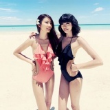 0-03大荷葉連體三角露背泳衣 M-XL