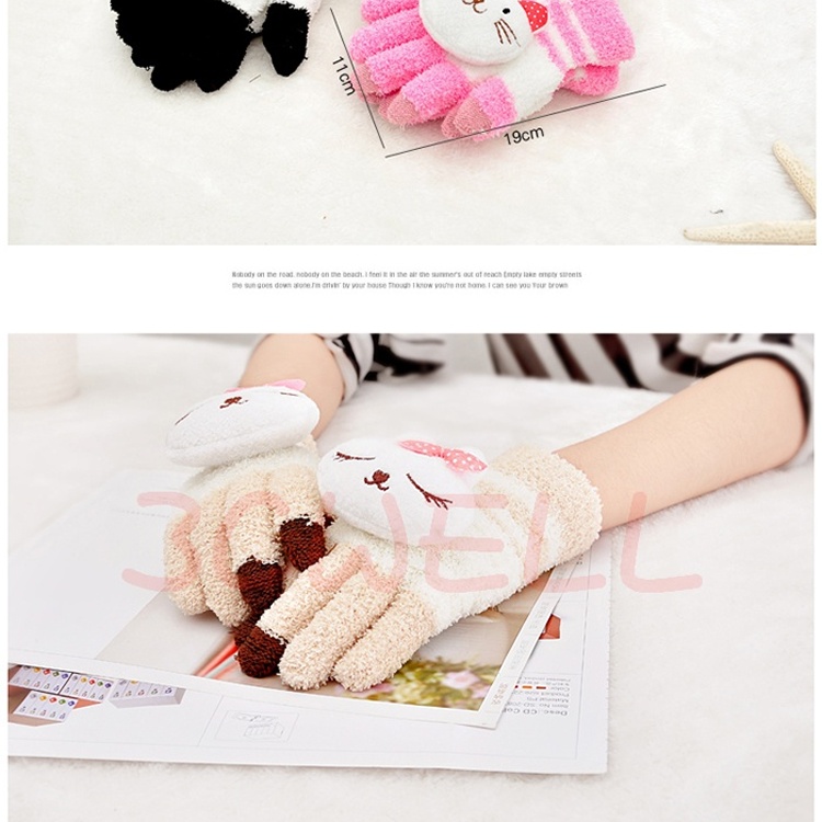 可愛保暖觸控式螢幕手套-黑色熊貓