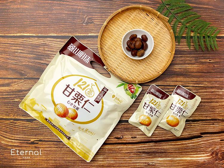 山明珠，甘栗仁，むき甘栗， 高山 食品和资公司，高温蒸的好!秦皇岛特产， 北纬40°，鞍山明店，甘栗仁，商山明珠，甘栗仁。