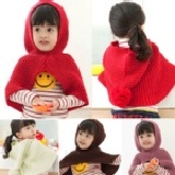 童 針織連帽脖圍披肩小斗篷 1~10歲 特價：$130
