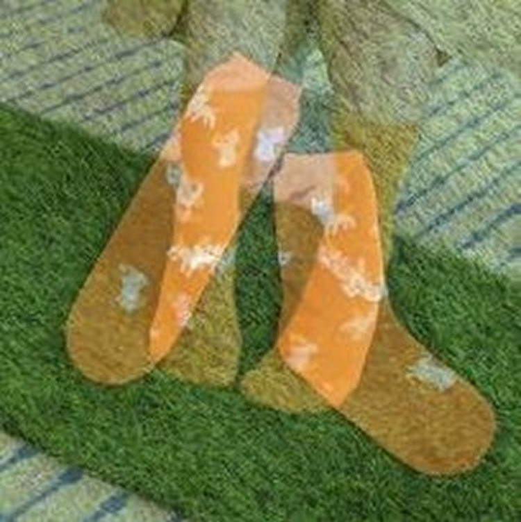 貓咪玩耍款長襪 - 暖陽橘