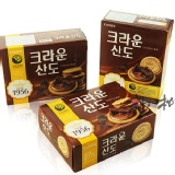 韓國CROWN 可拉奧山都巧克力夾心餅干 161g 特價：$50