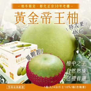 【雪莉朵辣嚴選】彰化正宗50年老欉 黃金帝王柚 單顆裝/4公斤