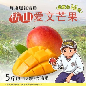 【屏東爆紅青農】枋山愛文芒果 五斤箱(小果9-12顆)-預購