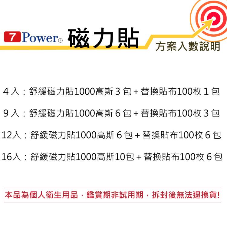 【7Power】舒緩磁力貼1000高斯+替換貼布100枚超值組 / (MIT台灣製造)(貼片補充包)