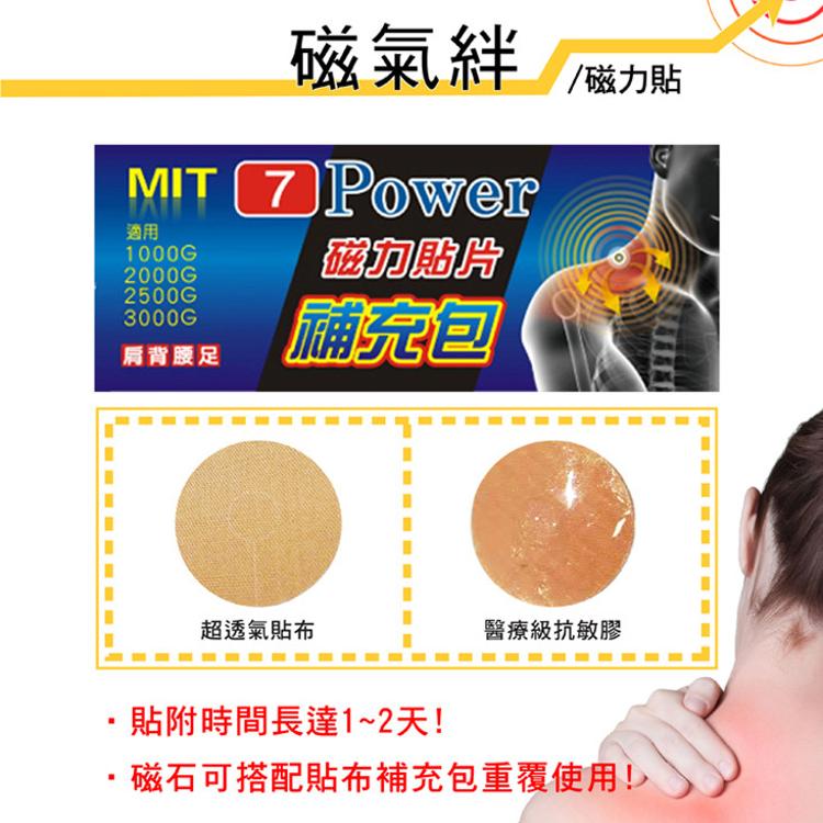【7Power】舒緩磁力貼1000高斯+替換貼布100枚超值組 / (MIT台灣製造)(貼片補充包)