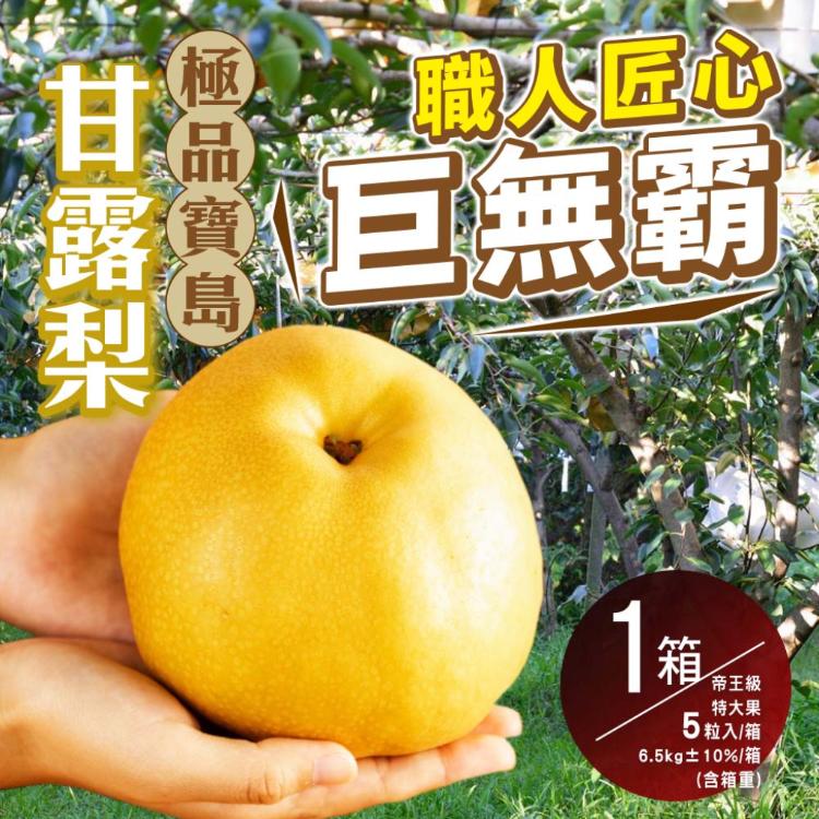 【雪莉朵辣嚴選】寶島甘露梨 帝王級特大果-6.5公斤箱（五粒裝）