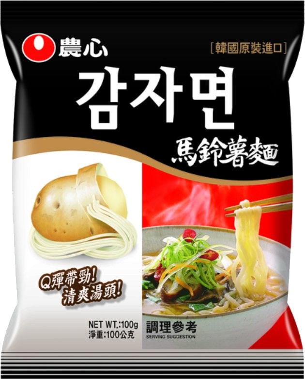 [韓國原裝進口감자면，馬鈴薯麵，Q彈带勁。清爽湯頭，NET WT.:100g調理參考，淨重:100公克。