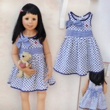 俏麗韓國原單藍色點點洋裝-賠售出