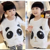 白色亮片熊貓造型上衣