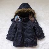 原單搖粒絨內里鋪棉連帽外套-深藍色