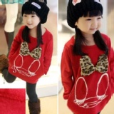 蝴蝶結豹文鴨加絨上衣