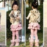 韓單~小公主荷葉~ 蛋糕裙褲 / 打底內搭褲 ．粉色．110cm 特價：$170