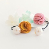 玫瑰花朵珍珠髮圈