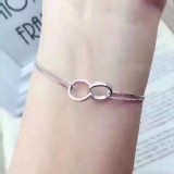 A香港正生 雙環扣優雅純銀手鍊