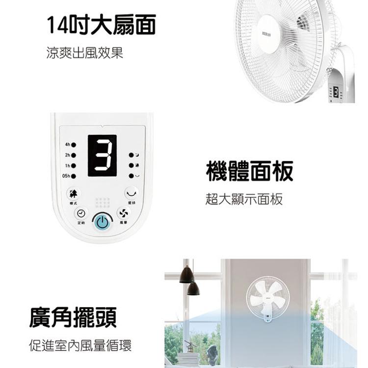 【禾聯HERAN】14吋電子遙控壁掛扇 HLF-14CH52A