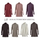 《《JJS》》【特價品】秋落.反摺高領袖口抓皺棉質內搭長上衣【FC:21027516】 可可色 特價:$180 《《JJS》》【特價品】秋落.反摺高領袖口抓皺棉質內搭長上衣【FC:21027516】 可可色 特價:$180