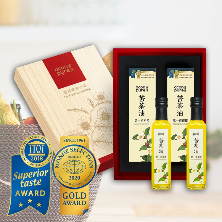 【AconPure】連淨小苦茶油禮盒組(附提袋)250ml*2罐