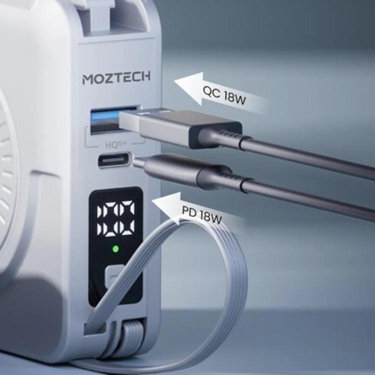 【MOZTECH】萬能行動電源Pro 萬能充Pro 充電器/無線充/行動電源/自帶充電線