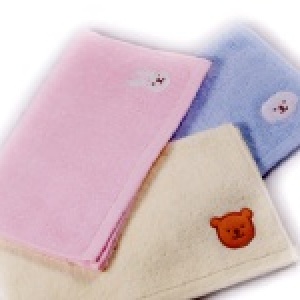 素色繡動物毛巾