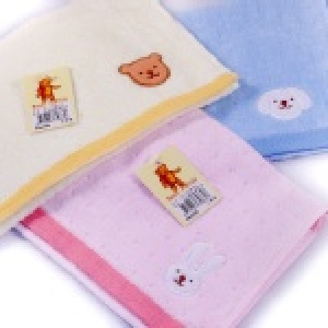 素色繡動物童巾
