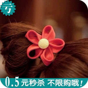 滿9.9免郵 OH0245韓國飾品拉鏈齒邊花朵金扣發圈發繩頭花頭飾發飾-淘寶台灣
