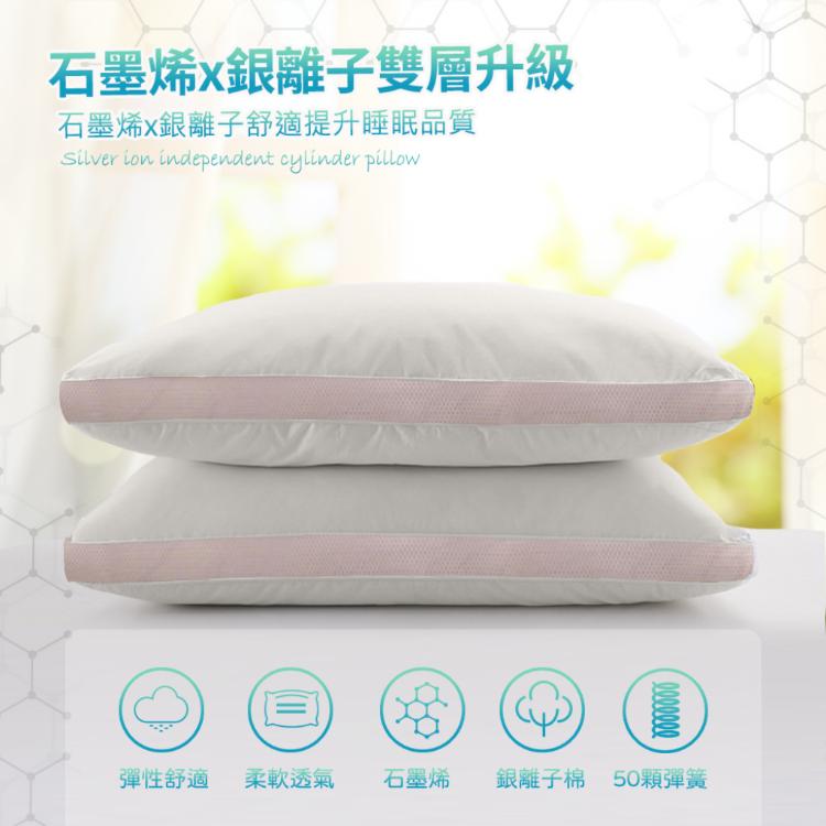 【寢室安居】雙層石墨烯銀離子可拆洗獨立筒枕