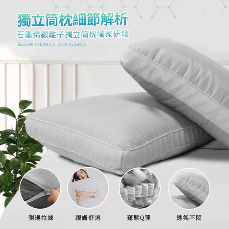 【寢室安居】雙層石墨烯銀離子可拆洗獨立筒枕