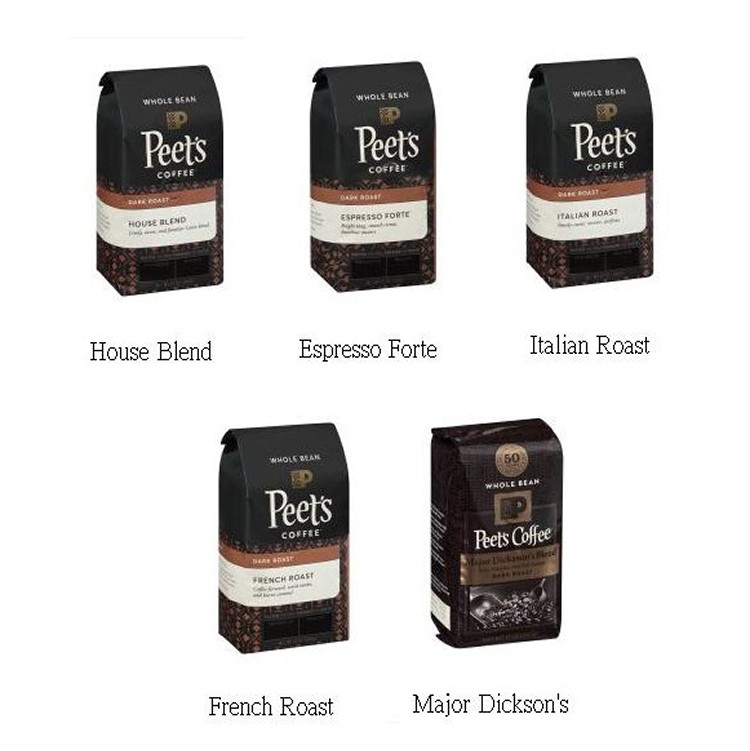 美國Peet's Coffee 咖啡豆(340g)，有5種口味。