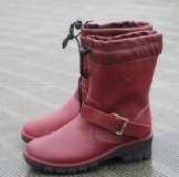 酒紅色！也有黑色！加絨保暖雨靴
