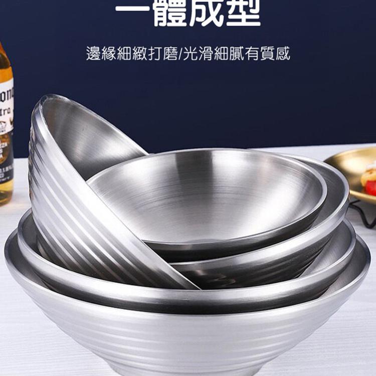 【CityStar】不鏽鋼304加厚雙層斗笠拉麵碗 (24cm)
