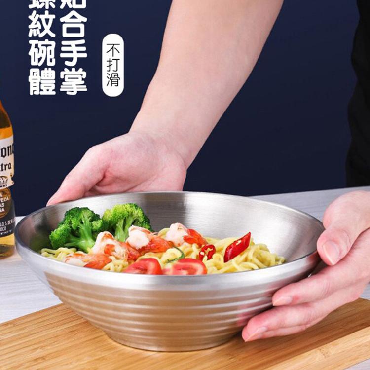 【CityStar】不鏽鋼304加厚雙層斗笠拉麵碗 (24cm)
