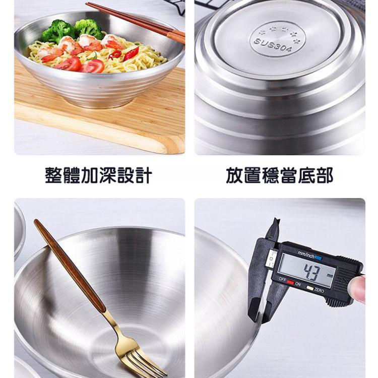 【CityStar】不鏽鋼304加厚雙層斗笠拉麵碗 (24cm)