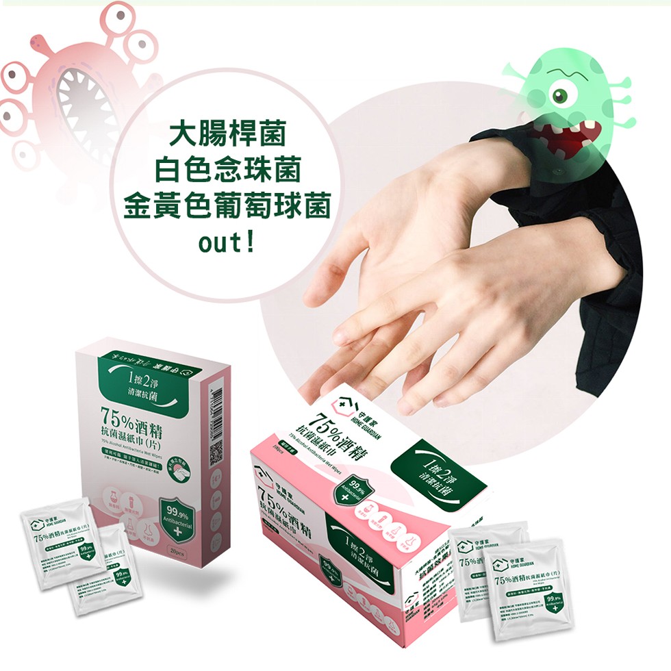 大腸標菌，金黃色葡萄球菌，白色念珠菌，公中道家，75%酒精，抗菌濕紙巾，1第2，清潔抗菌，1採2淨，清潔抗菌，抗菌温紙巾(片)，中国家，中国家，75%酒精国。n)。