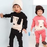 毛圈立體小狗哈倫褲套裝 特價：$280