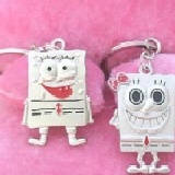 時尚卡哇伊海綿寶寶情侶鑰匙圈 農曆七夕情人節鑰匙圈系列