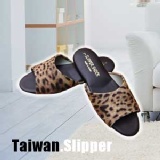 時尚室內拖鞋 - 抗滑靜音 - 奢華淺豹紋