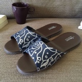 經典系列-室內拖鞋-橡膠鞋底-皮拖 - 花漾-藍