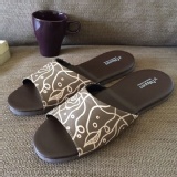 經典系列-室內拖鞋-橡膠鞋底-皮拖 - 花漾-棕