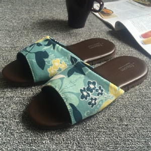 品味系列-橡膠抗滑鞋底-室內拖鞋-豐華-花綻豐華(綠)