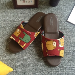 品味系列-橡膠抗滑室內拖鞋-豐華-小熊嘉年華(成人款-紅)