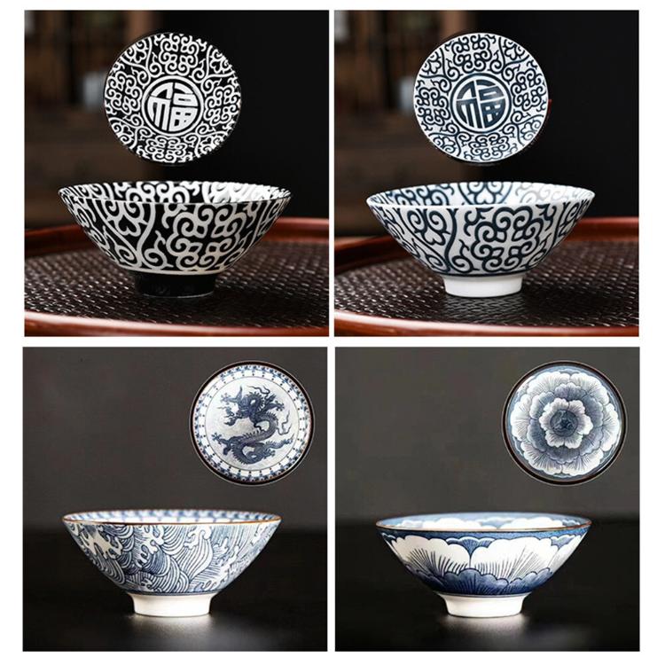 【CityStar】青花滿彩陶瓷功夫茶杯6件組