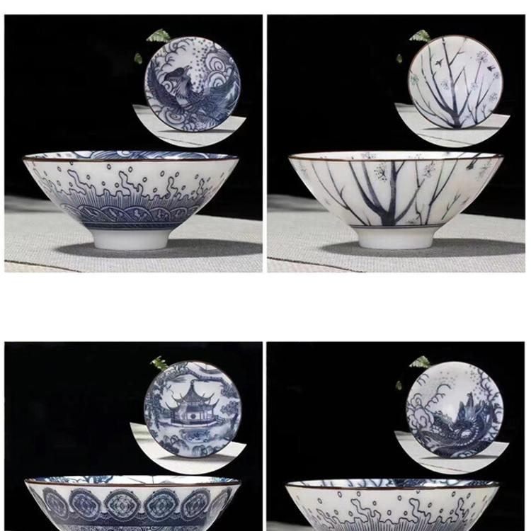 【CityStar】青花滿彩陶瓷功夫茶杯6件組