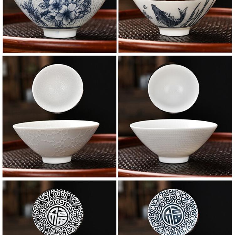 【CityStar】青花滿彩陶瓷功夫茶杯6件組