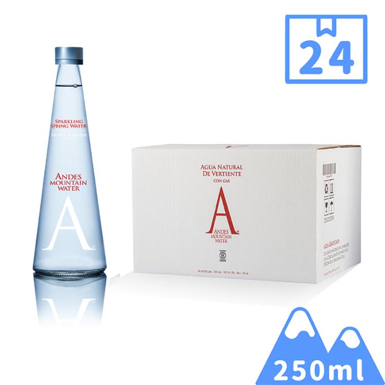 【珍實大地】安地斯山氣泡天然雪山泉水｜玻璃瓶250毫升｜ANDES MOUNTAIN WATER