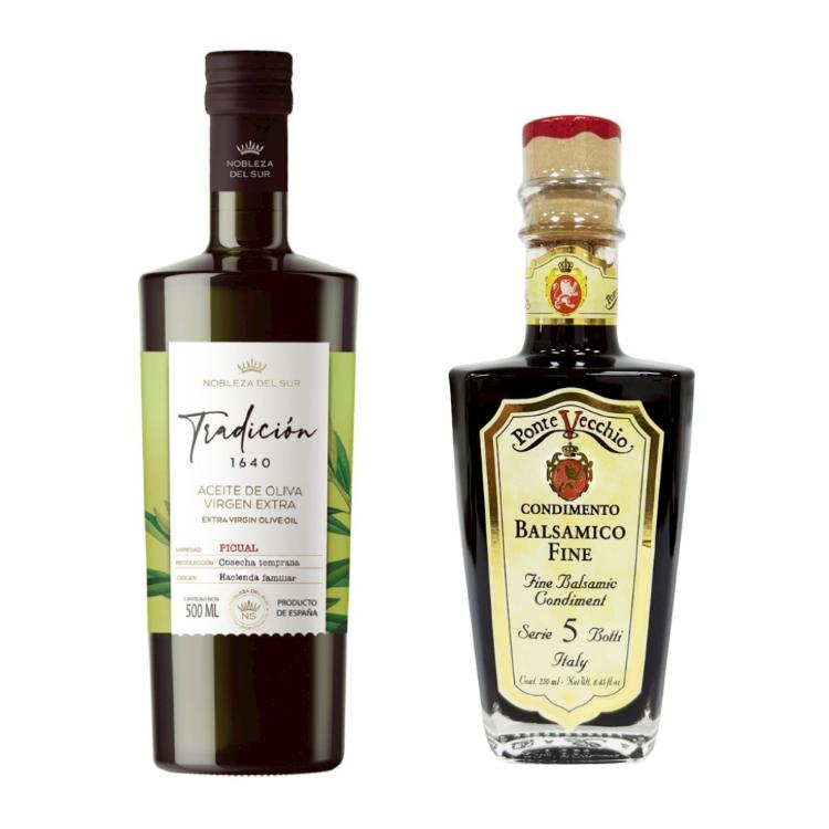 【合購優惠】蘇爾貴族｜皮夸爾．特級初榨冷壓橄欖油+老橋．陳年5桶次巴薩米克葡萄醋