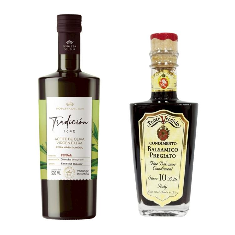 【合購優惠】蘇爾貴族｜皮夸爾．特級初榨冷壓橄欖油+老橋．陳年10桶次巴薩米克葡萄醋