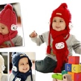 6007 2011冬季可愛小熊毛線圍巾