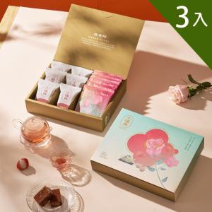 小福貴玫瑰荔枝x深萃玫瑰花茶 茶點禮盒_3入含提袋