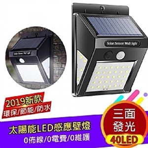新款太陽能3面LED感應壁燈(3功能)